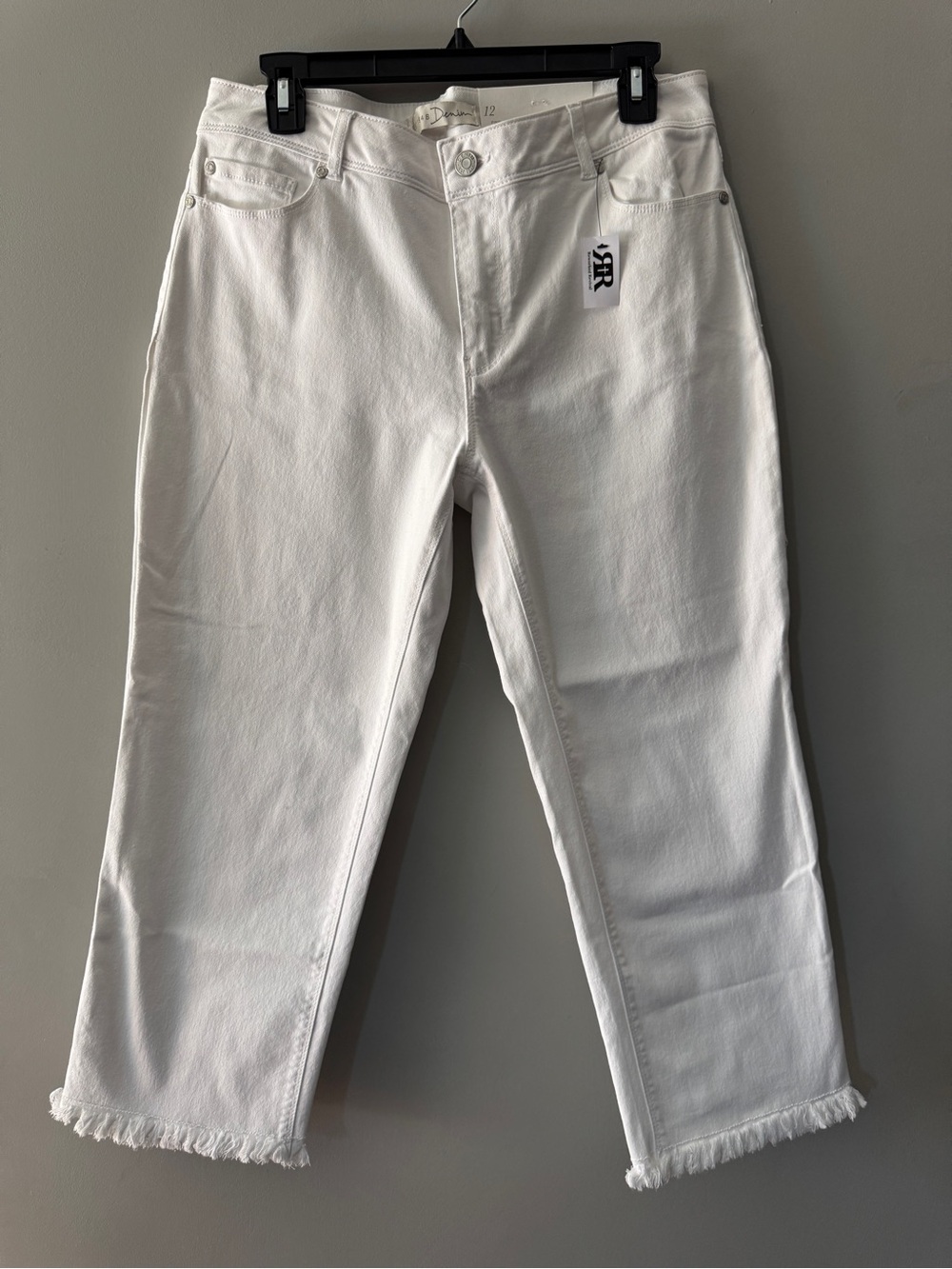 NWT | C. EST. 1946 Denim | white mid rise straight crop | 12